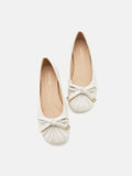 PAZZION, Clarissa Bow Accent Ruched Flats, Beige