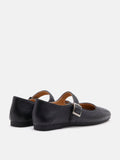 PAZZION, Clarke Leather Buckled MaryJanes, Black