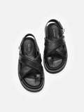 PAZZION, Constance Stitched Slingback Sandals, Black