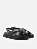 PAZZION, Constance Stitched Slingback Sandals, Black