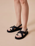 PAZZION, Constance Stitched Slingback Sandals, Black