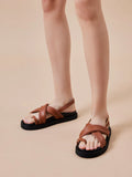 PAZZION, Constance Stitched Slingback Sandals, Brown