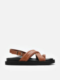 PAZZION, Constance Stitched Slingback Sandals, Brown