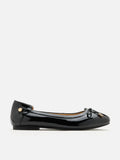 PAZZION, Cosette Patent Bow Ballet Flats, Black