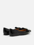 PAZZION, Daisy Hearts and Bow Pointed Toe Metallic Flats, Black