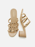 PAZZION, Dion Studded Slide Sandals, Nude