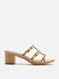 PAZZION, Dion Studded Slide Sandals, Nude