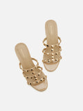 PAZZION, Dion Studded Slide Sandals, Nude