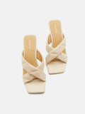 PAZZION, Dionne Criss Cross Sandal Heels, Almond