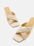 PAZZION, Dionne Criss Cross Sandal Heels, Almond