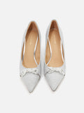 PAZZION, Dominique Pearls Pointed Toe Heels, Silver