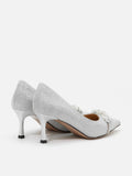 PAZZION, Dominique Pearls Pointed Toe Heels, Silver