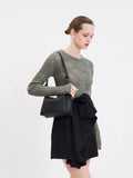 PAZZION, Donna Knotted Double Handle Bag, Black