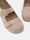 PAZZION, Dora Suede Mary Janes, Almond