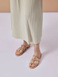 PAZZION, Elena Bow Cage Patent Leather Slides, Almond