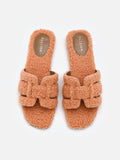 PAZZION, Elmira.T Faux Wool Sandals, Orange