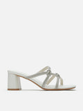 PAZZION, Ema Double Knot Crystal Sandal Heels, Beige
