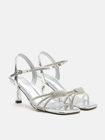 Emery Crystal Embellished Knot Strap Heel Sandals