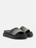 PAZZION, Emilie Crystal-Embellished Platform Slides, Black