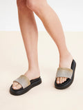 PAZZION, Emilie Crystal-Embellished Platform Slides, Gold