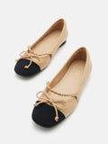 PAZZION, Emily Chained and Bow Mary Jane Ballet Flats, Almond