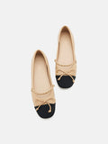 PAZZION, Emily Chained and Bow Mary Jane Ballet Flats, Almond