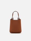 PAZZION, Estelle Leather Mini Bucket Bag, Brown