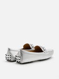 PAZZION, Eve Metallic Moccasins, Silver