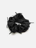 PAZZION, Fern Satin Bow Scrunchie, Black