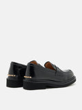 PAZZION, Finn Studded Heel Penny Loafers, Black