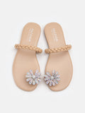 PAZZION, Flora Embellished Braided Sandals, Almond