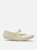 PAZZION, Frieda Ruched Patent Mary Janes, Beige