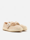 PAZZION, Gemma Diamante Buckle Espadrille Flats, Almond