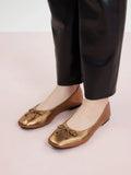 PAZZION, Gia Bow Square Toe Flats, Bronze