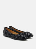 PAZZION, Gianna Sequinned Bow Flats, Black