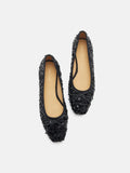 PAZZION, Gianna Sequinned Bow Flats, Black