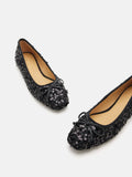 PAZZION, Gianna Sequinned Bow Flats, Black