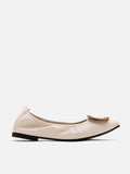 PAZZION, Gilda Brass Pointed Toe Flats, Beige