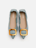 PAZZION, Gilda Brass Pointed Toe Flats, Light Green