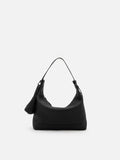 PAZZION, Giovanna Slouchy Leather Shoulder Bag, Black