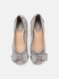 PAZZION, Grace Oversize Bow Ballerinas, Grey