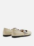 PAZZION, Guillame Braided Strap Patent Mary Janes, Beige
