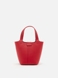 PAZZION, Haley Leather Charmed Bucket Bag, Red