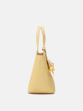 PAZZION, Haley Leather Charmed Bucket Bag, Yellow