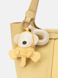 PAZZION, Haley Leather Charmed Bucket Bag, Yellow