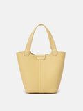 PAZZION, Haley Leather Charmed Bucket Bag, Yellow