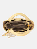 PAZZION, Haley Leather Charmed Bucket Bag, Yellow