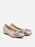 PAZZION, Halisse Diamante Bow Leather Flats, Pink