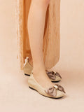 PAZZION, Hana Silk Bow Flats, Beige