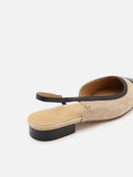 PAZZION, Hanneli Toe Cap Suede Slingback Flats, Almond